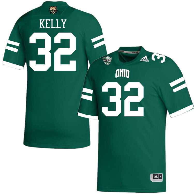 Ohio Bobcats #32 Jasen Kelly College Football Jerseys Stitched-Green